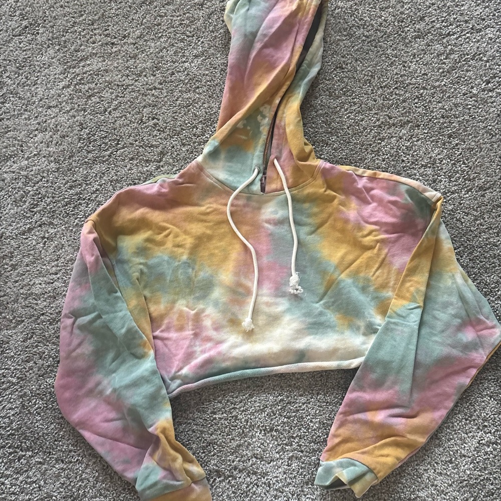 Bailey Rose Pastel Tie-Dye Cropped Hoodie